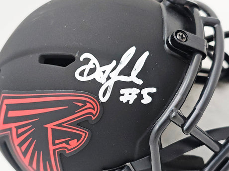 Drake London Autographed Atlanta Falcons Eclipse Black Speed Mini Helmet Beckett BAS QR Stock #220388