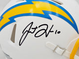 Justin Herbert Autographed Los Angeles Chargers White Speed Mini Helmet Beckett BAS QR Stock #220576