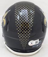 Drew Brees Autographed New Orleans Saints 2022 Alternate Black Speed Mini Helmet "SB XLIV MVP" Beckett BAS Witness Stock #220586