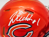 Justin Fields Autographed Chicago Bears Flash Orange Speed Mini Helmet Beckett BAS Witness Stock #220592