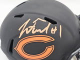 Justin Fields Autographed Chicago Bears Eclipse Black Speed Mini Helmet Beckett BAS QR Stock #220594