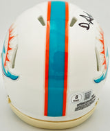 De'Von Achane Autographed Miami Dolphins White Speed Mini Helmet Beckett BAS Witness Stock #235091