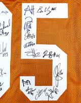 2005 CFB National Champions Texas Longhorns Autographed Orange Jersey With 24 Signatures Including Vince Young Beckett BAS QR Stock #234967