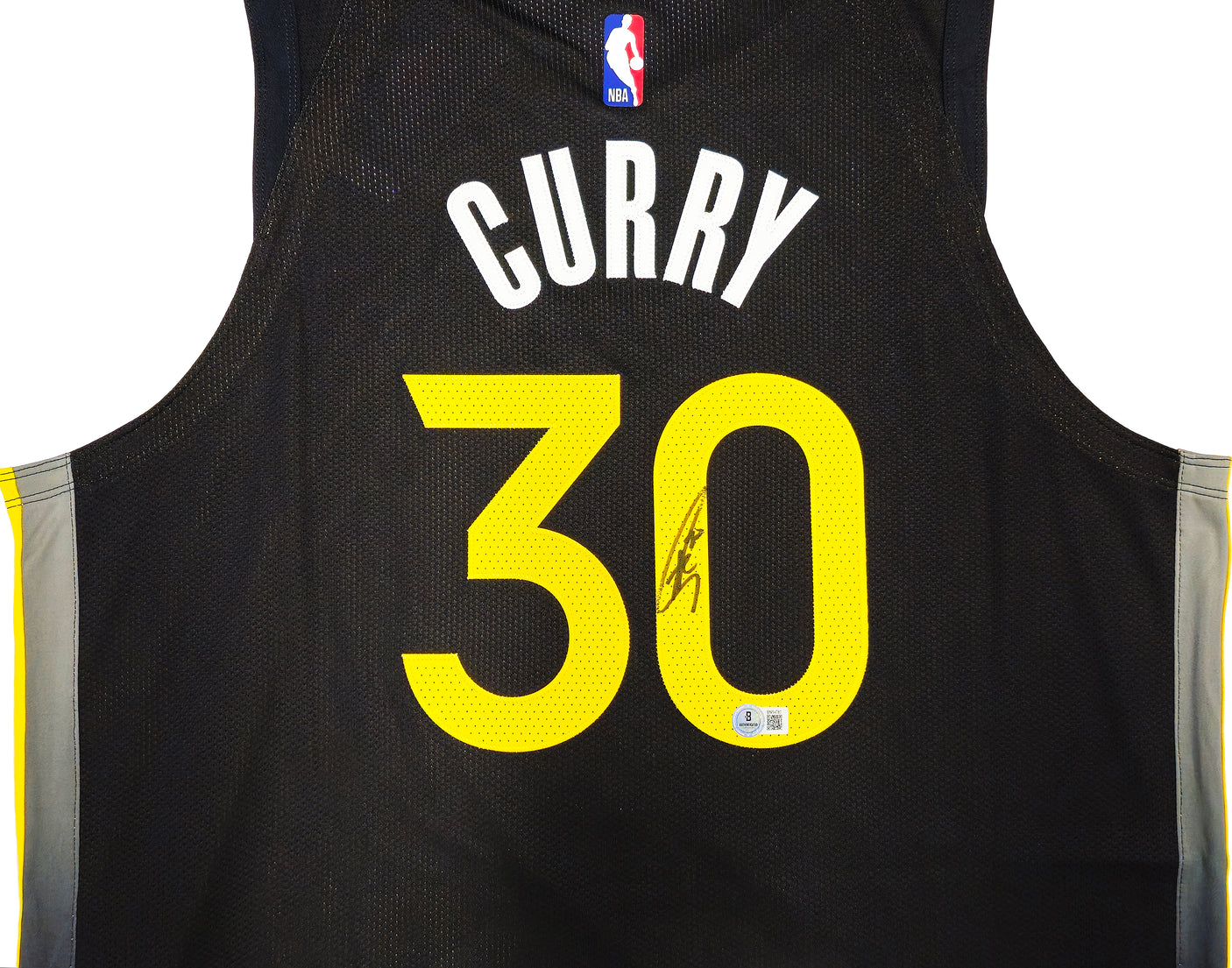 Golden State Warriors Stephen Curry Autographed Black Nike Authentic City Edition Jersey Size 48 Length +2 Beckett BAS QR Stock #234964