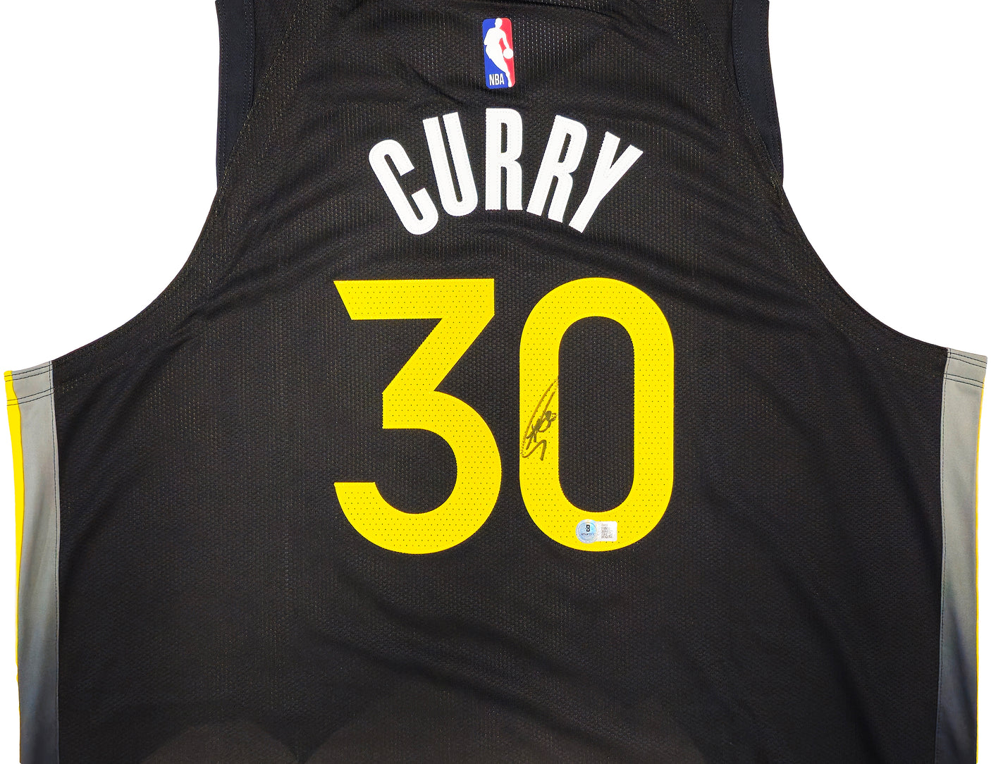 Golden State Warriors Stephen Curry Autographed Black Nike Authentic City Edition Jersey Size 52 Length +2 Beckett BAS QR Stock #234965