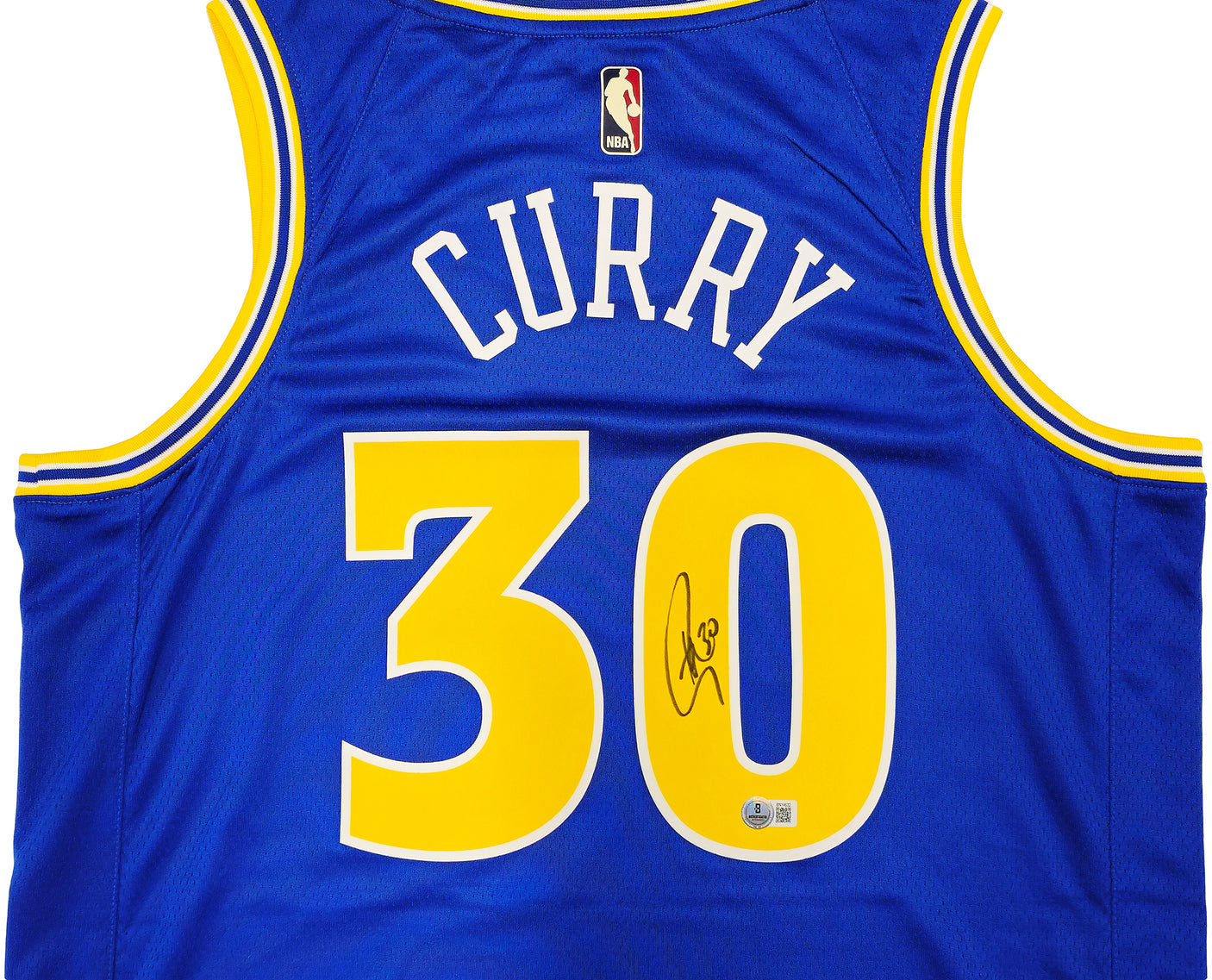Golden State Warriors Stephen Curry Autographed Blue Nike Swingman Classic Edition Jersey Size 48 Beckett BAS QR Stock #234961