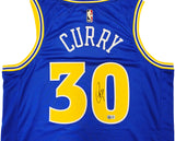 Golden State Warriors Stephen Curry Autographed Blue Nike Swingman Classic Edition Jersey Size 48 Beckett BAS QR Stock #234961