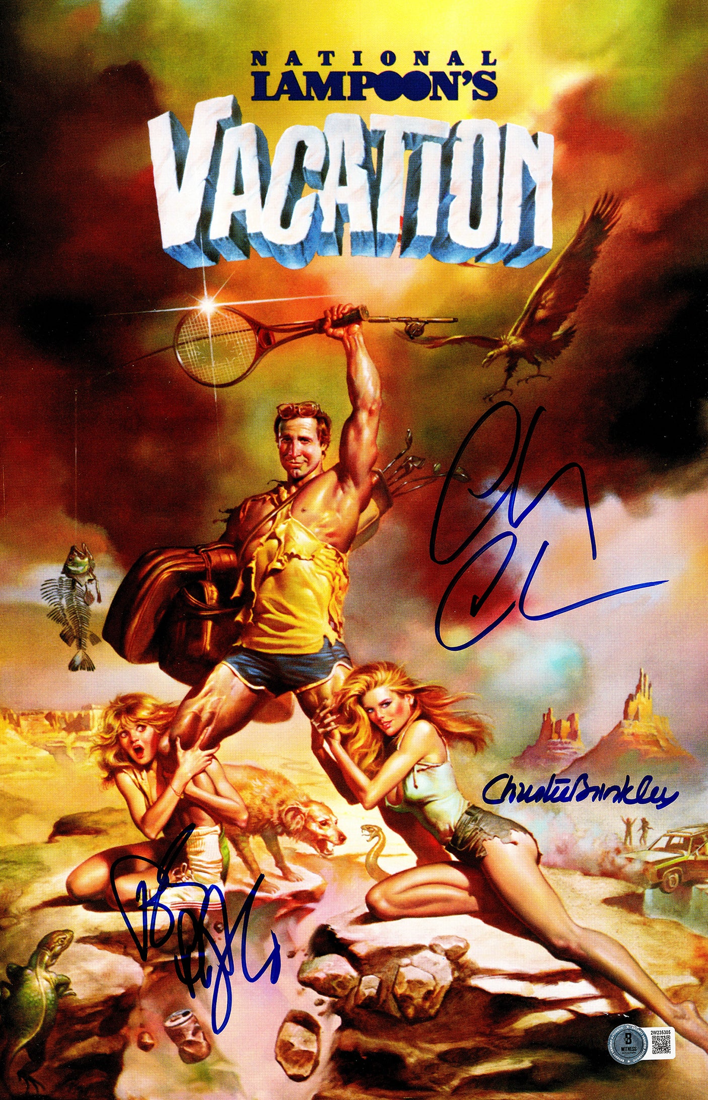 Chevy Chase, Christie Brinkley & Beverly D'Angelo Autographed 11x17 Vacation Movie Poster Beckett BAS Witness Stock #234970