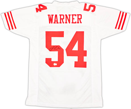 San Francisco 49ers Fred Warner Autographed White Jersey Beckett BAS Witness Stock #221072