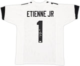 Jacksonville Jaguars Travis Etienne Autographed White Jersey Beckett BAS Witness Stock #220897