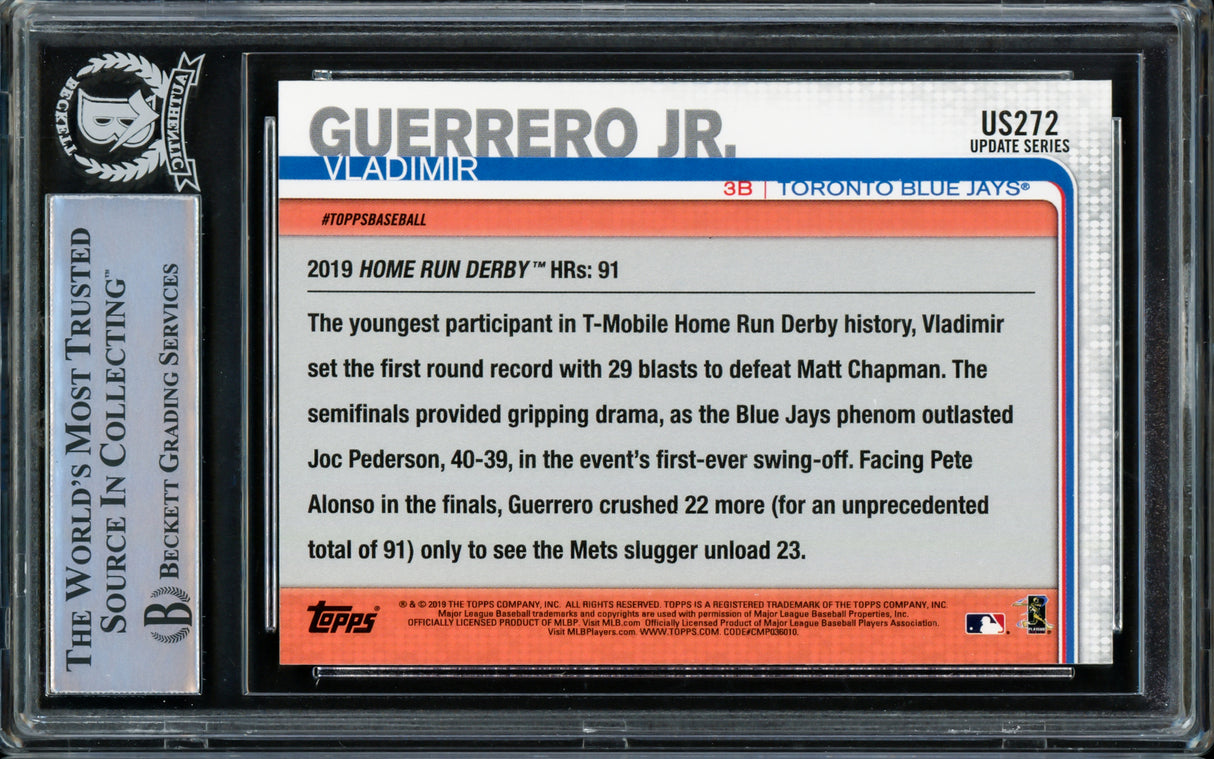Vladimir Guerrero Jr. Autographed 2019 Topps Update Rookie Card #US272 Toronto Blue Jays Beckett BAS Stock #209786