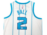 Charlotte Hornets LaMelo Ball Autographed White Nike Swingman Jersey Size L Beckett BAS QR Stock #209486