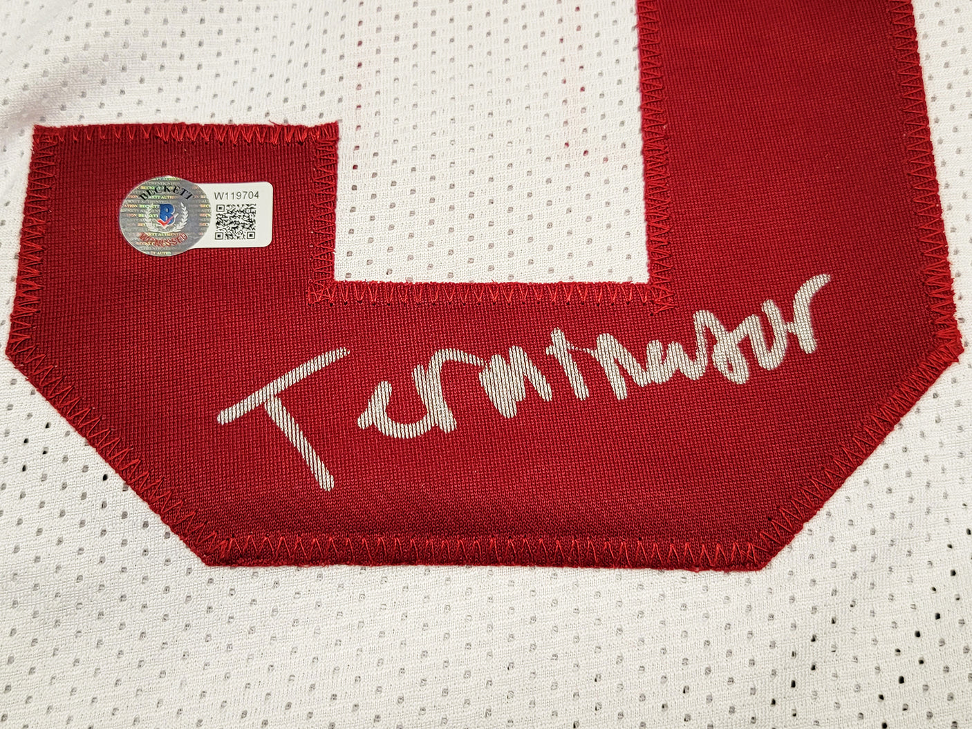 Alabama Crimson Tide Will Anderson Autographed White Jersey "Terminator" Beckett BAS Witness Stock #209475