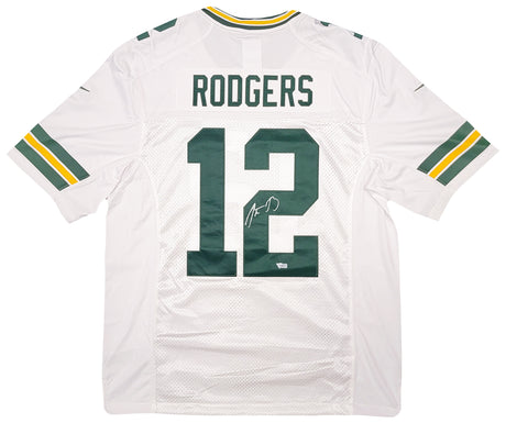 Green Bay Packers Aaron Rodgers Autographed White Nike Twill Limited Jersey Size L Fanatics Holo Stock #209356