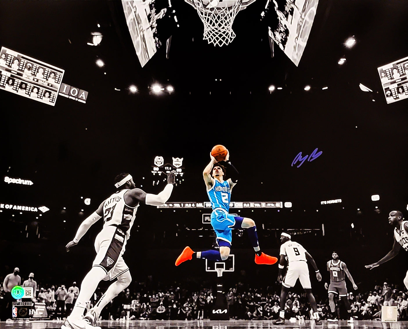 LaMelo Ball Autographed 16x20 Photo Charlotte Hornets Beckett BAS QR Stock #209477