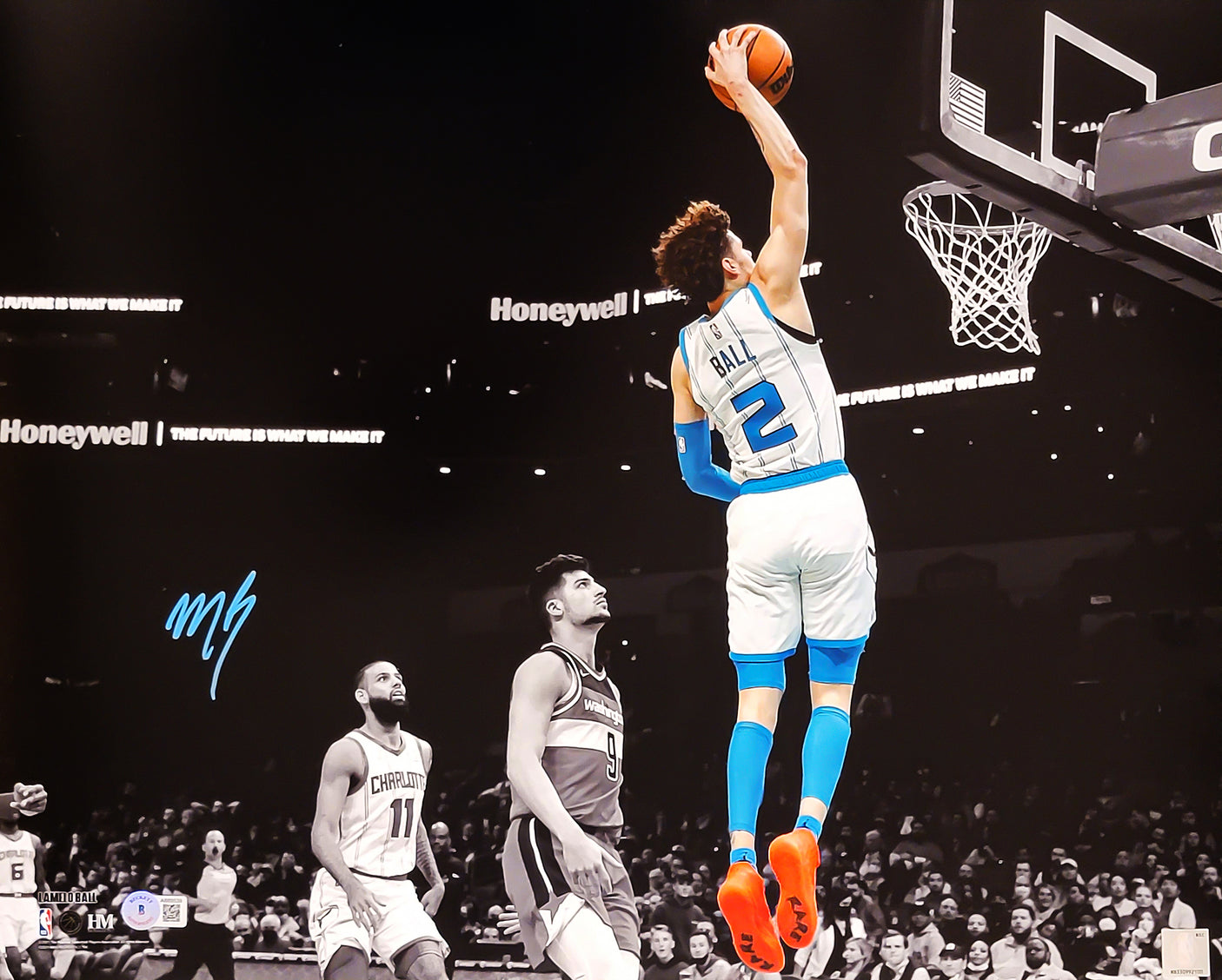 LaMelo Ball Autographed 16x20 Photo Charlotte Hornets Beckett BAS QR Stock #209480