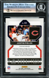 Justin Fields Autographed 2021 Panini Prizm Rookie Card #334 Chicago Bears Beckett BAS Stock #221180