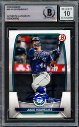 Julio Rodriguez Autographed 2023 Bowman Card #96 Seattle Mariners Auto Grade Gem Mint 10 Beckett BAS Stock #221313
