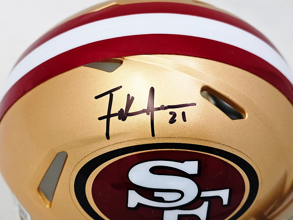 Frank Gore Autographed San Francisco 49ers Gold Speed Mini Helmet Beckett BAS Witness Stock #221166