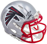 Bijan Robinson Autographed Atlanta Falcons Flash Gray Speed Mini Helmet Beckett BAS Witness Stock #221145