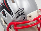 Bijan Robinson Autographed Atlanta Falcons Flash Gray Speed Mini Helmet Beckett BAS Witness Stock #221145