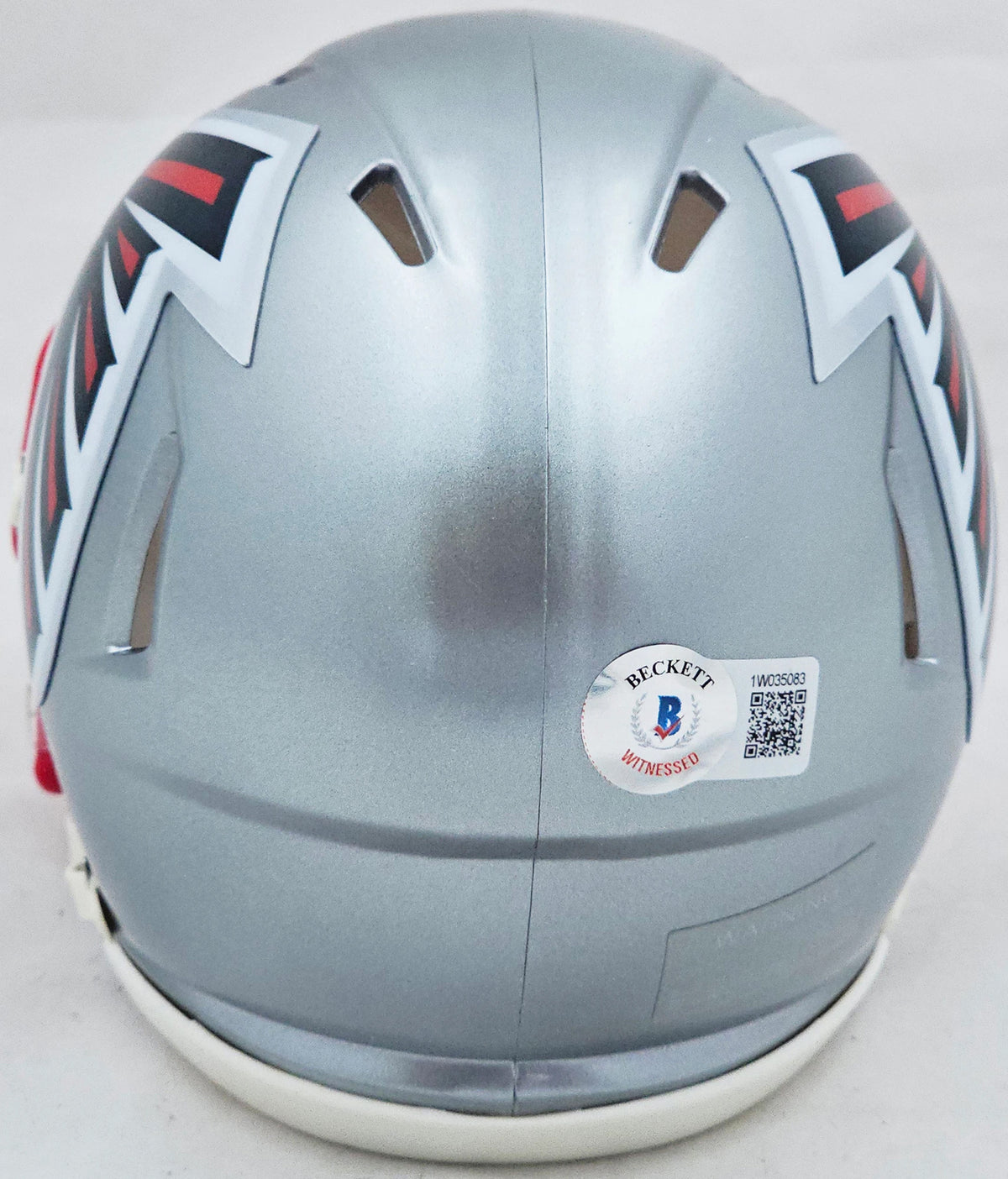 Bijan Robinson Autographed Atlanta Falcons Flash Gray Speed Mini Helmet Beckett BAS Witness Stock #268071