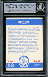 Larry Bird Autographed 1987-88 Fleer Sticker Card #4 Boston Celtics Beckett BAS #14612413