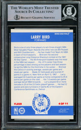 Larry Bird Autographed 1987-88 Fleer Sticker Card #4 Boston Celtics (Smudged) Beckett BAS #14612419
