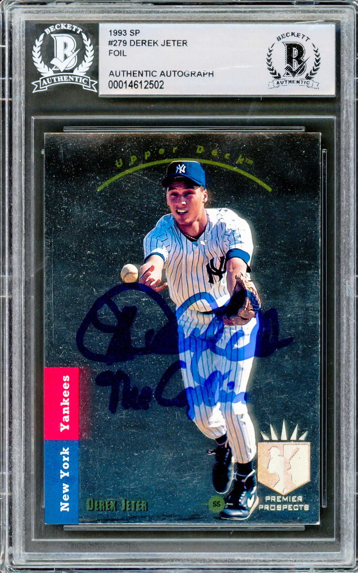 Derek Jeter Autographed 1993 Upper Deck SP Card #279 New York Yankees "The Captain" MLB Holo & Beckett BAS #14612502