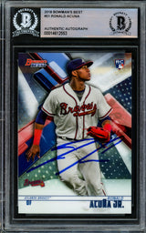 Ronald Acuna Jr. Autographed 2018 Bowman's Best Rookie Card #51 Atlanta Braves Beckett BAS #14612553
