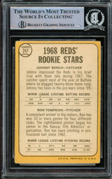 Johnny Bench Autographed 1968 Topps Rookie Card #247 Cincinnati Reds Beckett BAS #14862533