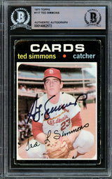 Ted Simmons Autographed 1971 Topps Rookie Card #117 St. Louis Cardinals (Off Condition) Beckett BAS #14862572