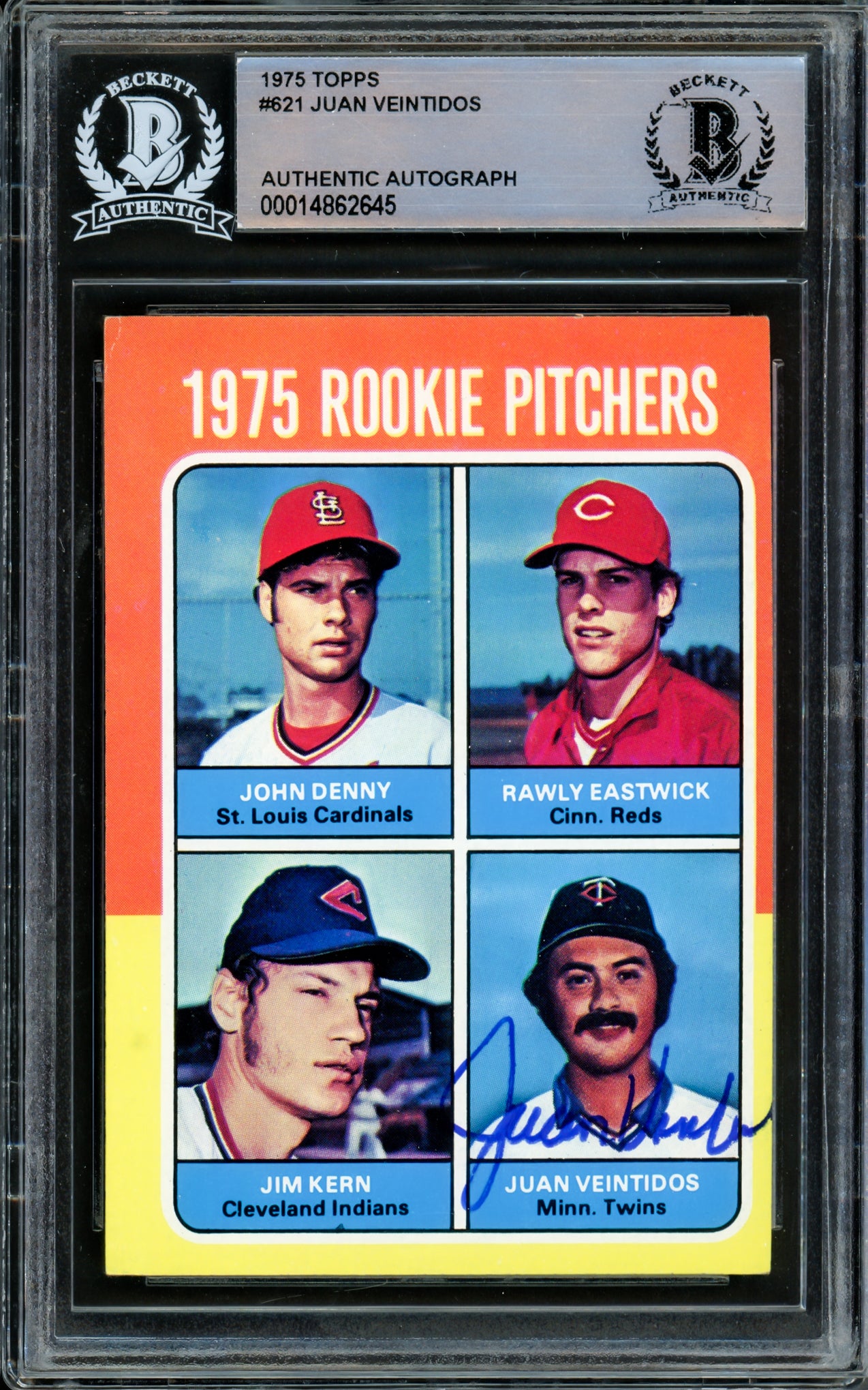 Juan Veintidos Autographed 1975 Topps Rookie Card #621 Minnesota Twins Beckett BAS #14862645