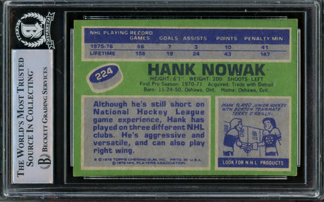 Hank Nowak Autographed 1976-77 Topps Card #224 Boston Bruins "Best Wishes" Beckett BAS #14862646