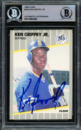 Ken Griffey Jr. Autographed 1989 Fleer Rookie Card #548 Seattle Mariners Vintage Rookie Era Signature Beckett BAS #14862890