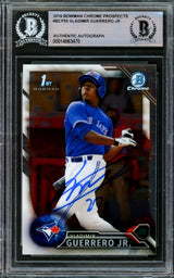 Vladimir Guerrero Jr. Autographed 2016 Bowman Chrome Prospects Rookie Card #BCP55 Toronto Blue Jays Beckett BAS #14863470