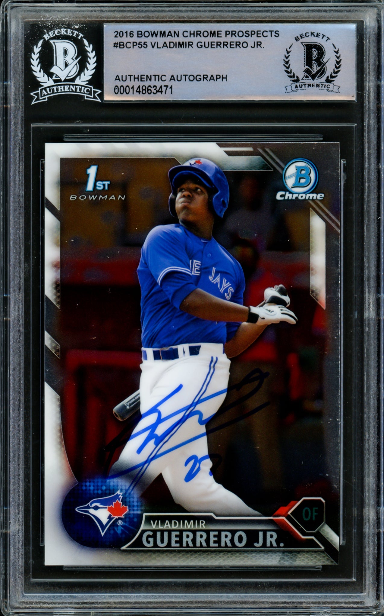 Vladimir Guerrero Jr. Autographed 2016 Bowman Chrome Prospects Rookie Card #BCP55 Toronto Blue Jays Beckett BAS #14863471