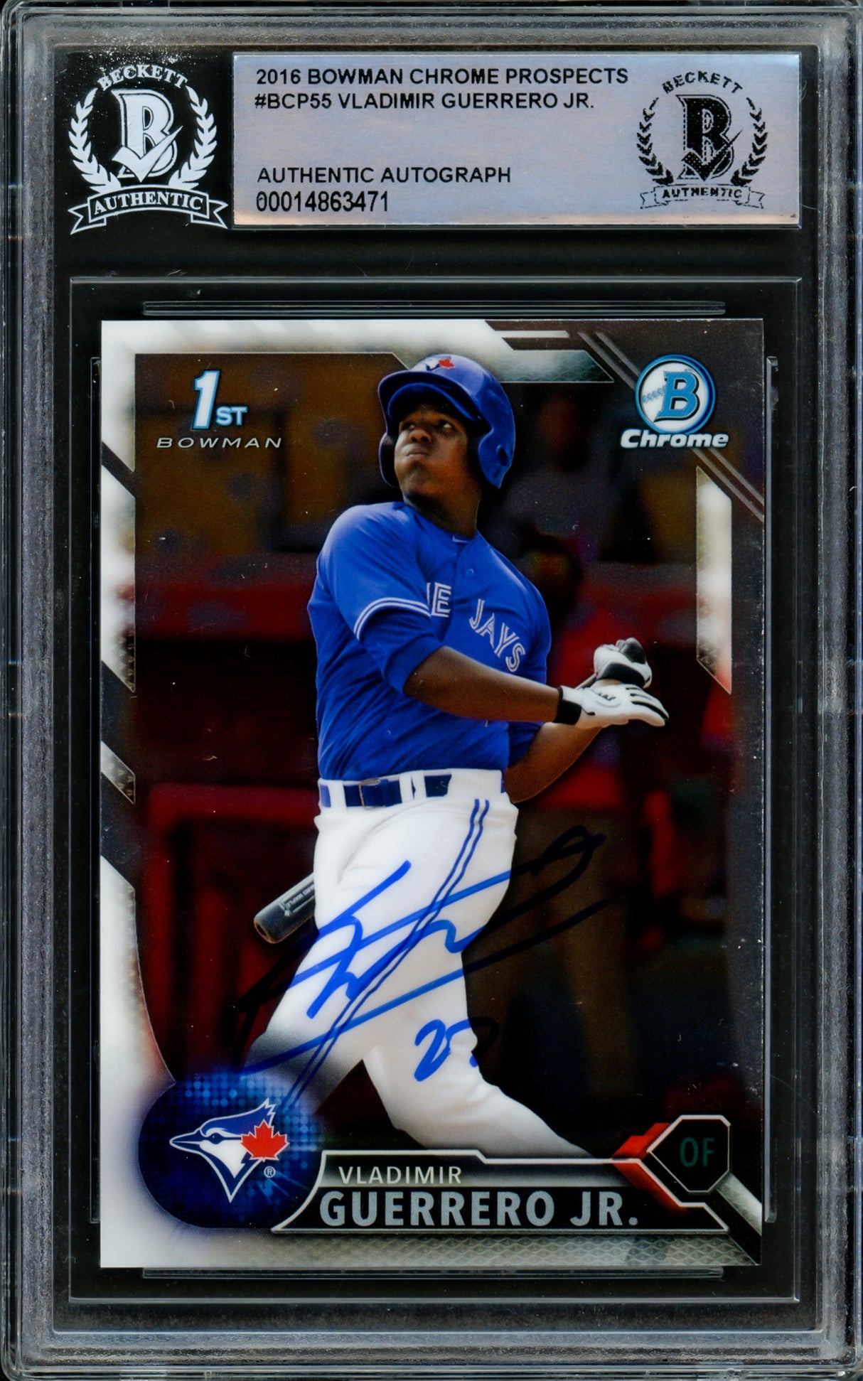 Vladimir Guerrero Jr. Autographed 2016 Bowman Chrome Prospects Rookie Card #BCP55 Toronto Blue Jays Beckett BAS #14863471