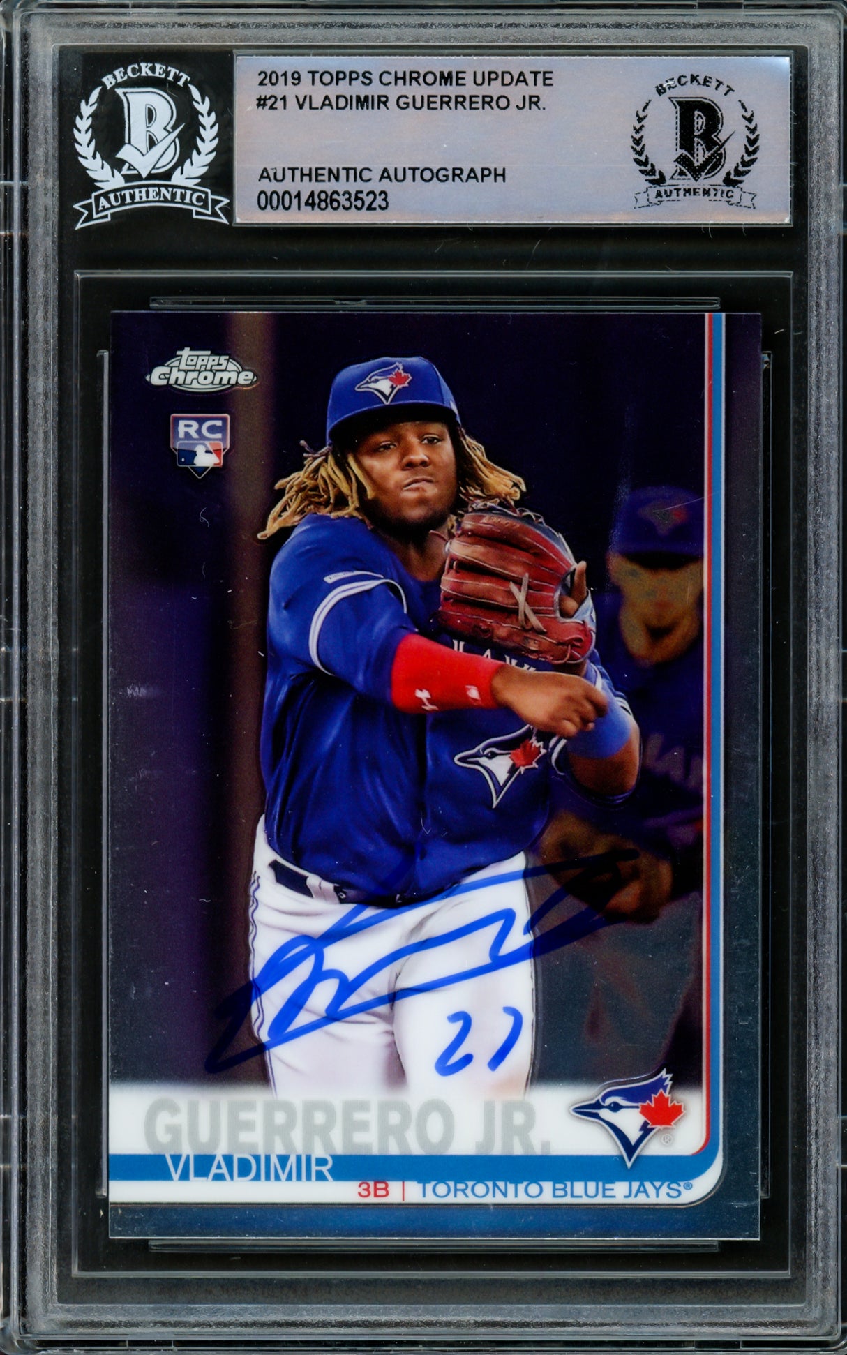 Vladimir Guerrero Jr. Autographed 2019 Topps Chrome Update Rookie Card #21 Toronto Blue Jays Beckett BAS #14863523