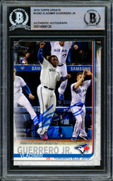 Vladimir Guerrero Jr. Autographed 2019 Topps Update Rookie Card #US62 Toronto Blue Jays (Smudged) Beckett BAS #14866128