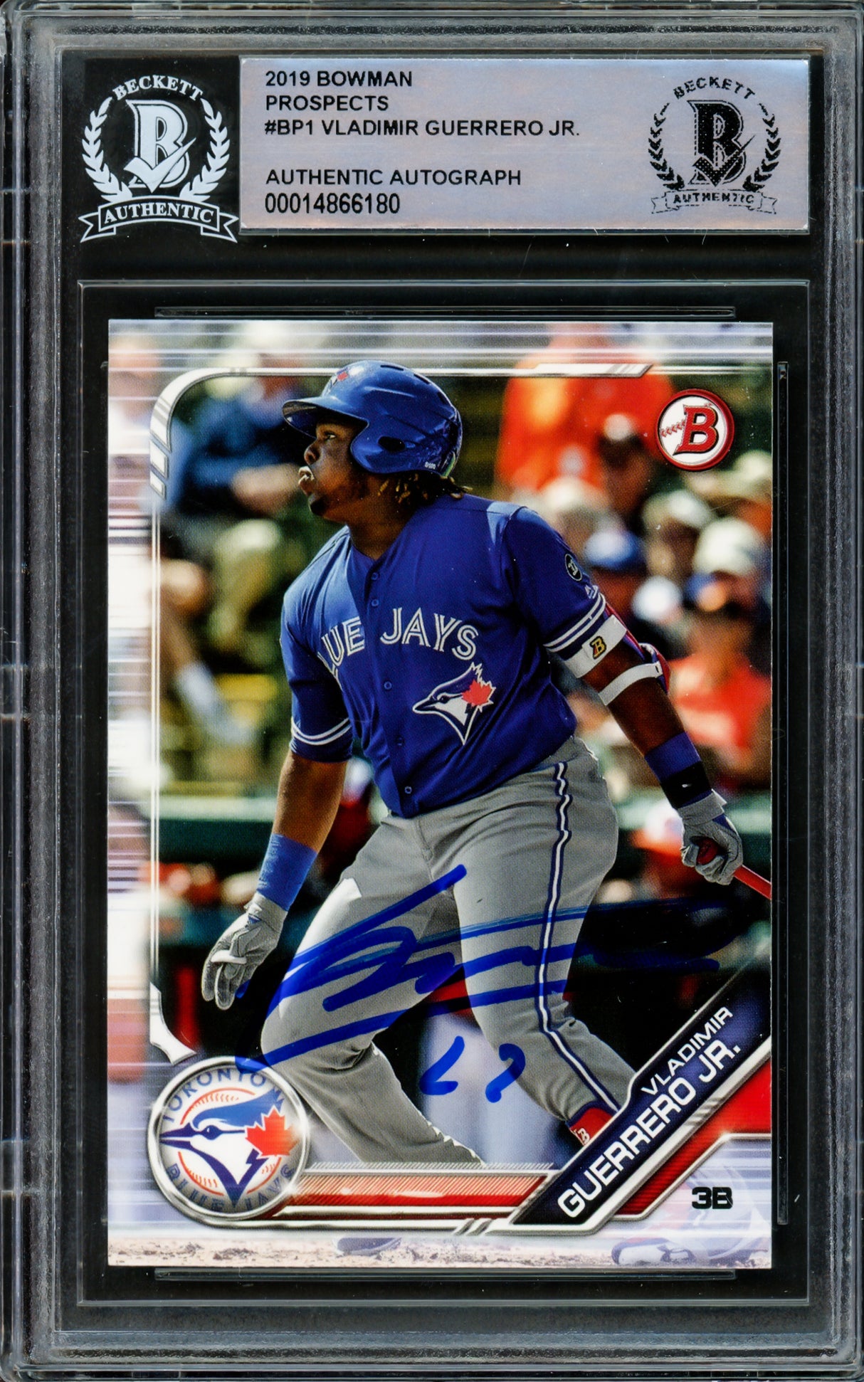 Vladimir Guerrero Jr. Autographed 2019 Bowman Prospects Rookie Card #BP-1 Toronto Blue Jays Beckett BAS #14866180