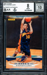 Stephen Curry Autographed 2009-10 Panini Rookie Card #357 Golden State Warriors BGS 8 Auto Grade Gem Mint 10 Beckett BAS #14984860