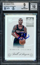 Damian Lillard Autographed 2012-13 Panini Elite Series Rookie Card #201 Portland Trail Blazers BGS 9 Auto Grade Gem Mint 10 #207/249 Beckett BAS #14323939