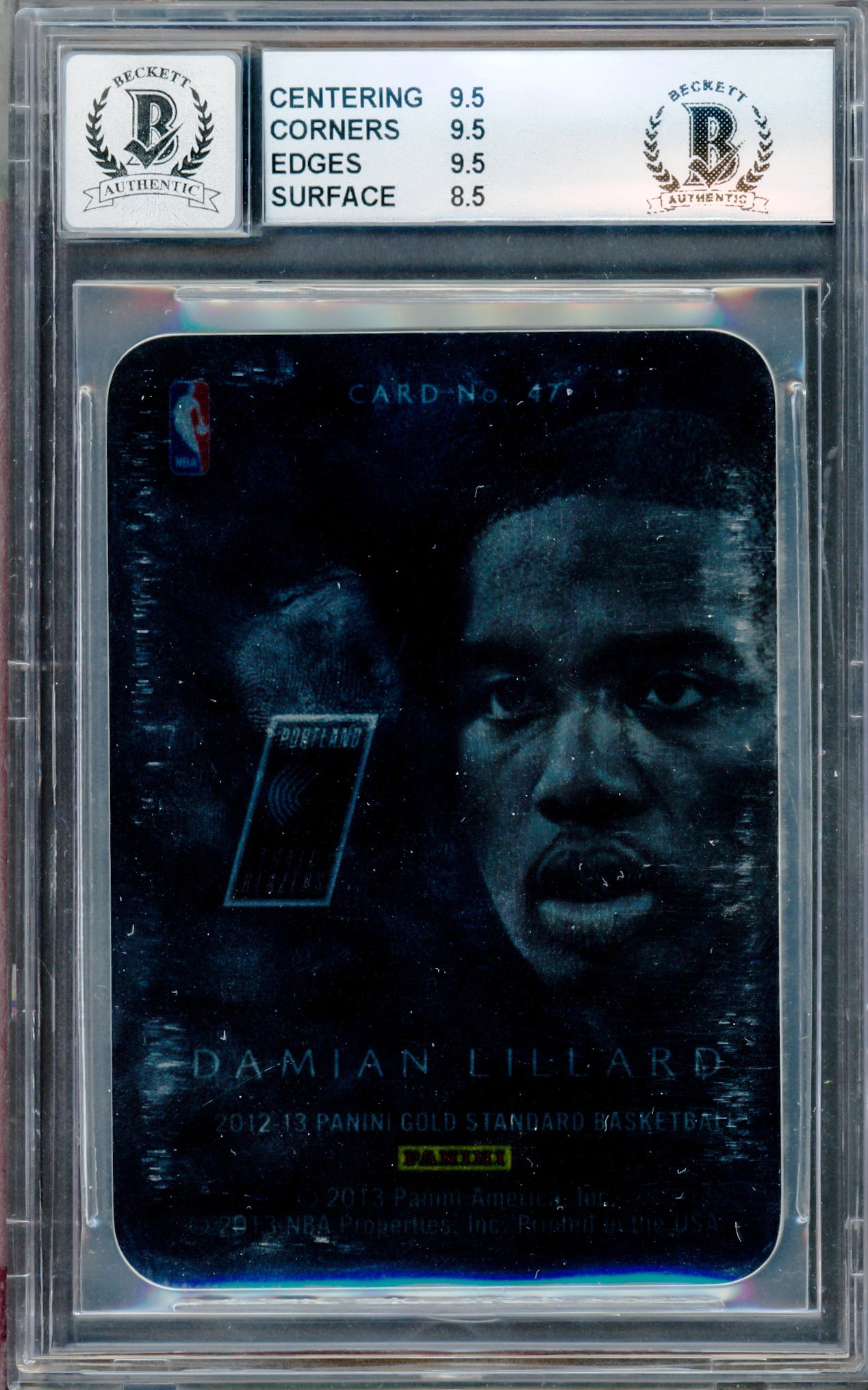 Damian Lillard Autographed 2012-13 Panini Gold Standard Metal Rookie Card #47 Portland Trail Blazers BGS 9 Auto Grade Gem Mint 10 Beckett BAS #14323942