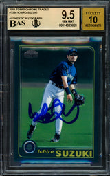 Ichiro Suzuki Autographed 2001 Topps Chrome Traded Rookie Card #T266 Seattle Mariners BGS 9.5 Auto Grade Gem Mint 10 Beckett BAS #14323820