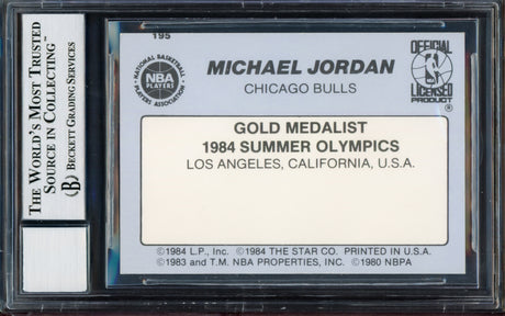 Michael Jordan Autographed 1984-85 Star Rookie Card #195 Chicago Bulls Auto Grade Near Mint/Mint 8 Vintage Rookie Era Signature Beckett BAS #14228651