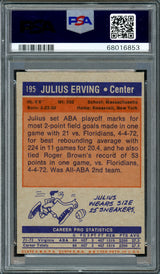 Julius Dr. J Erving Autographed 1972 Topps Rookie Card #195 PSA 5 Auto Grade Gem Mint 10 PSA/DNA #68016853