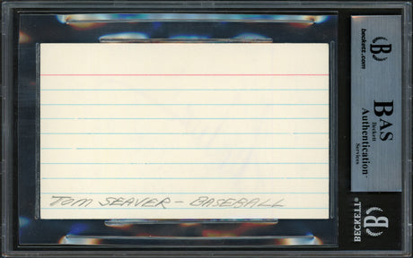 Tom Seaver Autographed 3x5 Index Card New York Mets, Cincinnati Reds Beckett BAS #14613360