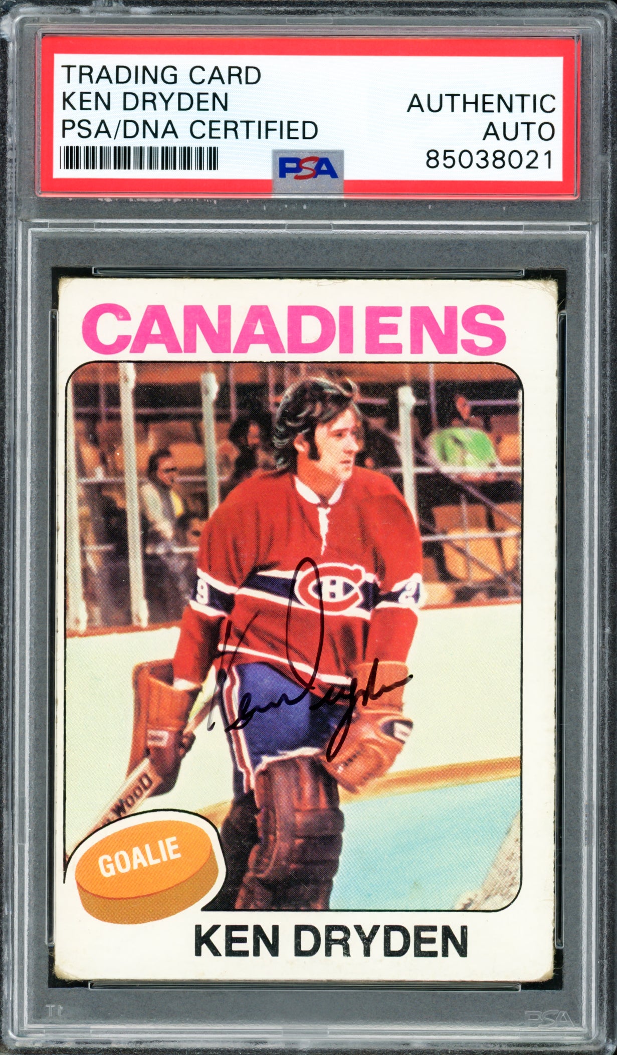 Ken Dryden Autographed 1975-76 Topps Card #35 Montreal Canadiens PSA/DNA #85038021