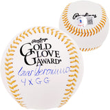 Cesar Geronimo Autographed Official Gold Glove MLB Baseball Cincinnati Reds "4x GG" Beckett BAS Witness Stock #209351